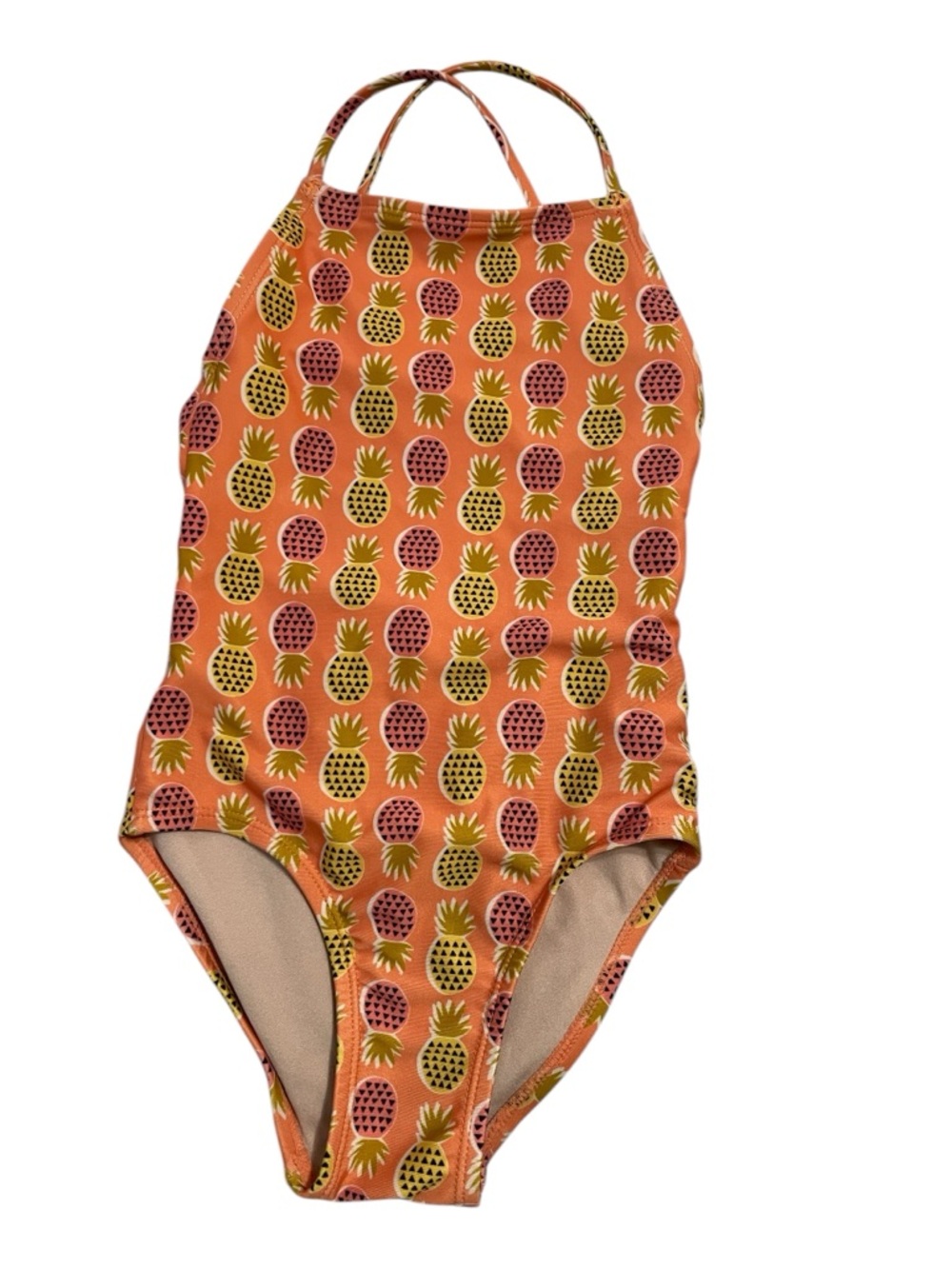 Tea Collection little Britt Cross Back One-Piece Swimsuit iorange pineapple sz 6